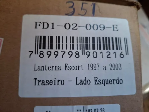 Lanterna Traseira Escort Zetec Hatch 1997 A 2002 Esquerda Esquerdo/motorista Tricolor